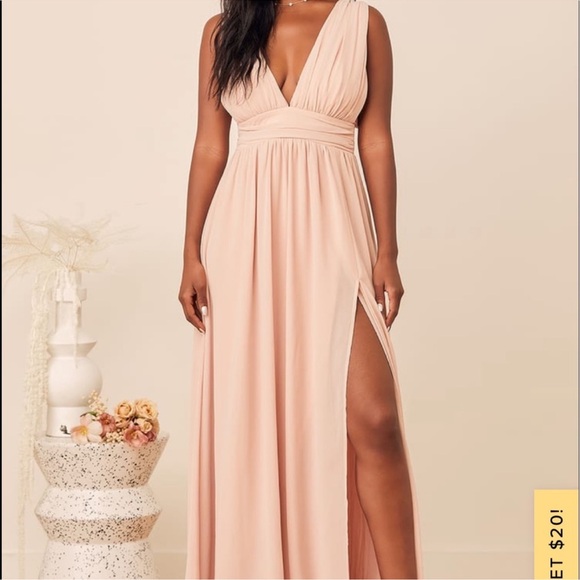 Lulus Thoughts of Hue Blush Surplice Maxi Dress Size Large - Picture 1 of 12